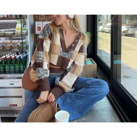 2 pc For love and lemons checker print Knit Sweater set - Picture 1 of 12